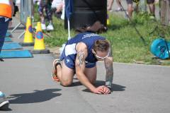 Adam Stokes after his marathon course record taking a well deserved break!